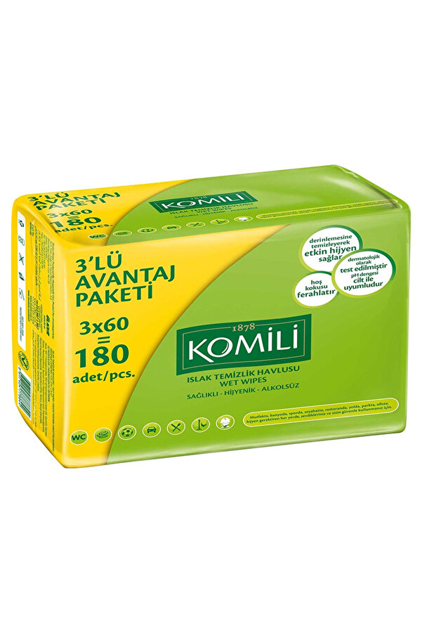 Komili Islak Havlu 3x60'lı