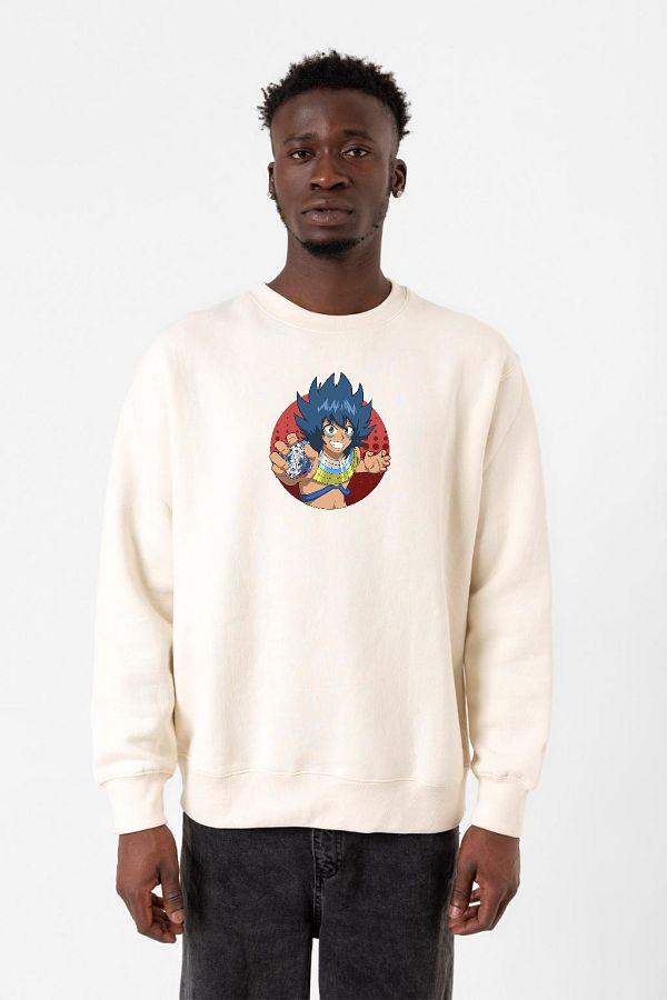 Tshirthane-Beyblade Laban Vanot With Leopard Ecru Men's 2ip Sweatshirt 1
