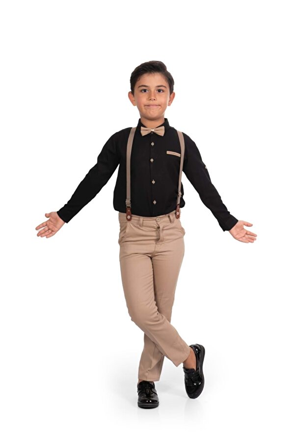 Mnk Baby&Kids Oxford Gömlek Uzun Pantolon Erkek Çocuk Takımı MNK0302 SİYAH