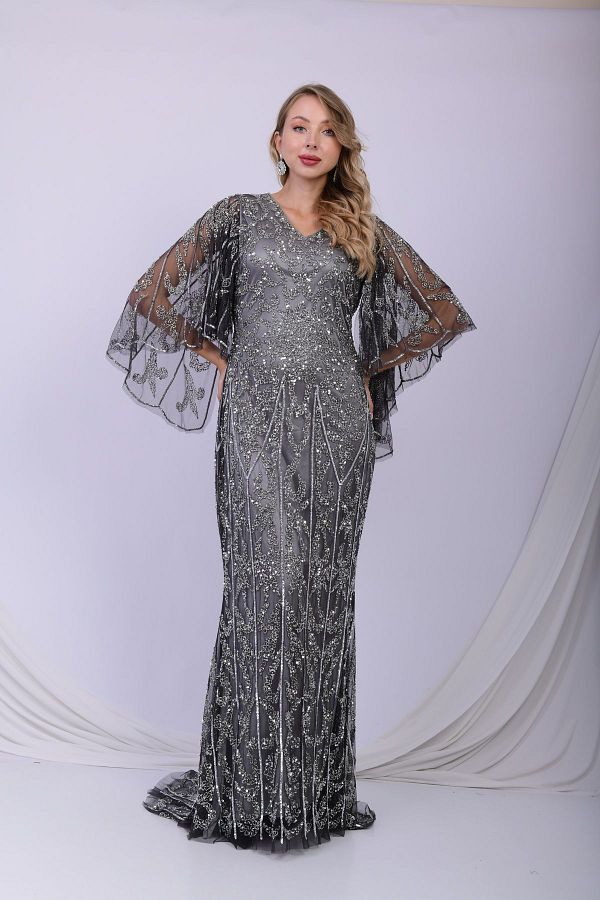 GATSBYLADY LONDON A SA HAND EMBROIDERED and Rhinestone POLE DETAILED DRESS Trendyol