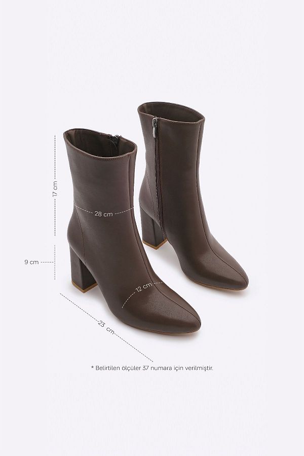 Marjin Orsen Brown Colored Women s Boots Side Zipper Oval Toe Chunky Heel Trendyol
