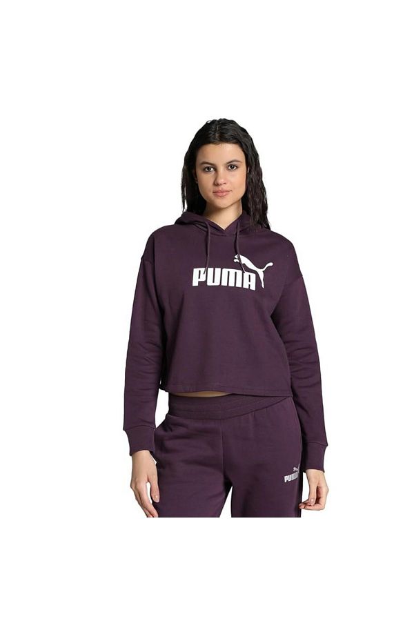 Puma Dark Purple Ess Cropped Logo Women s Sweatshirt 58686946 Trendyol