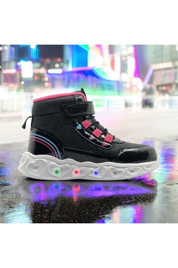 JOJO KIDS Girl s Lighted High Top Sneaker Orthopedic Sole Trendyol
