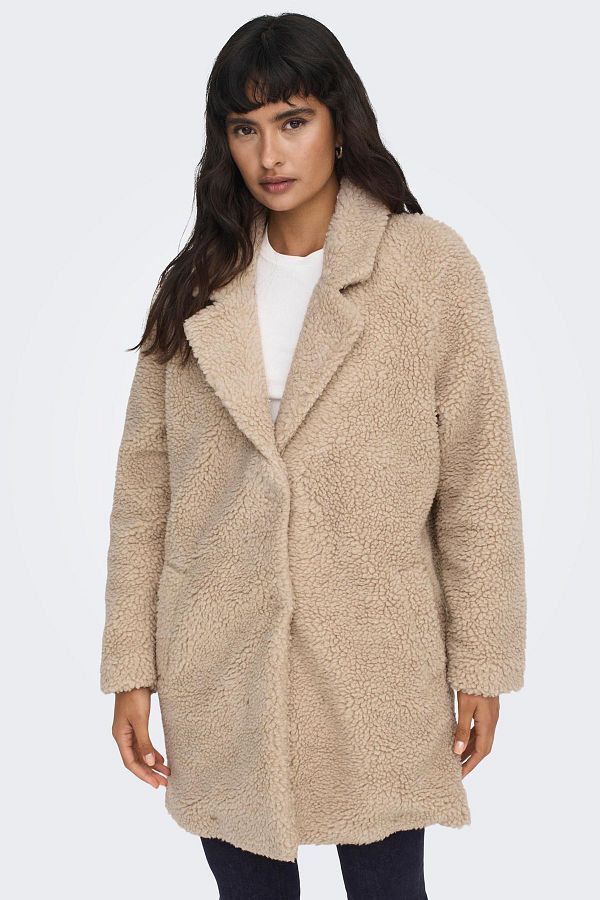 Only Soft Textured Oversize Fit Teddy Plush Coat COAT 15304788 Trendyol