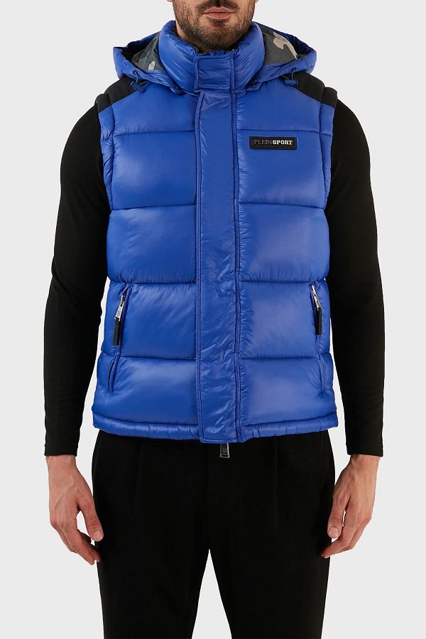 Plein Sport Removable Hooded Insulated Puffer Vest with Logo Men s Vest Upps10581 Trendyol
