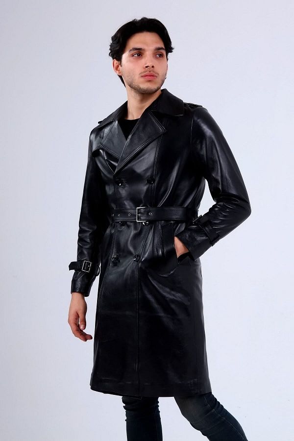 CE YIL DER URUNLER Men s Genuine Leather Trench Coat Trendyol