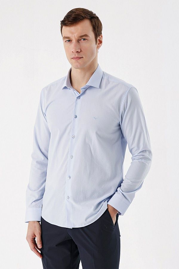Morven-Мъжка A. Blue Basic Slim Fit риза 1