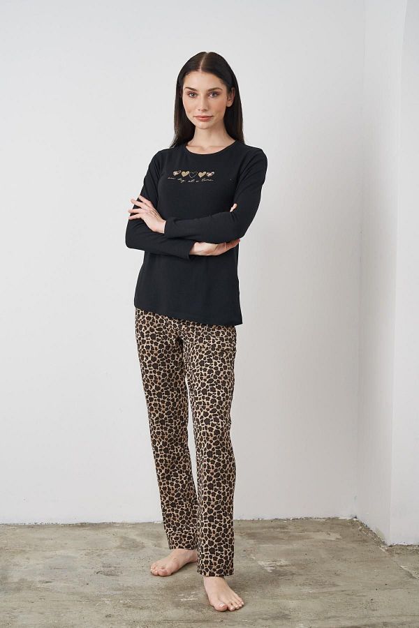 PJS-24513 Women's Leopard Pattern Pajama Set 1