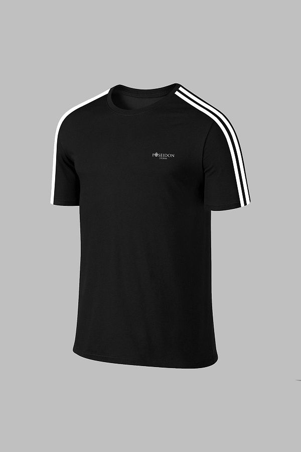 POSEIDON STORM-Мъжка черна тениска Dri-Fit Plus Size - с кръгло деколте и къс ръкав (4XL-10XL) 1