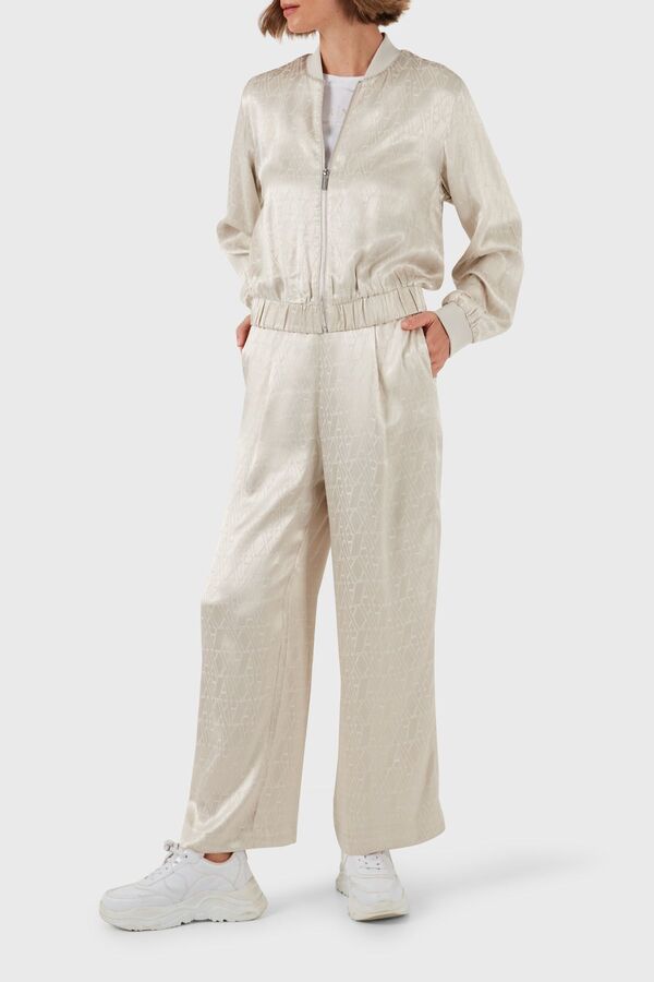 Armani Exchange High Waist Jacquard Wide Leg Trousers - Pant