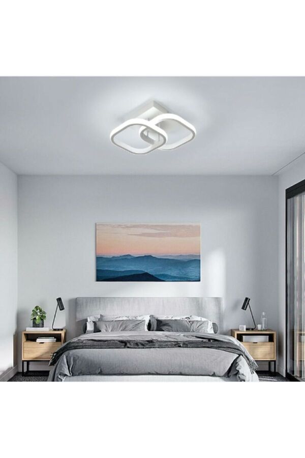 Home Kare 3 Renkli Hol,antre,yatak Odası,çocuk Odası Için Beyaz Kasa Beyaz Işık Modern Led Avize