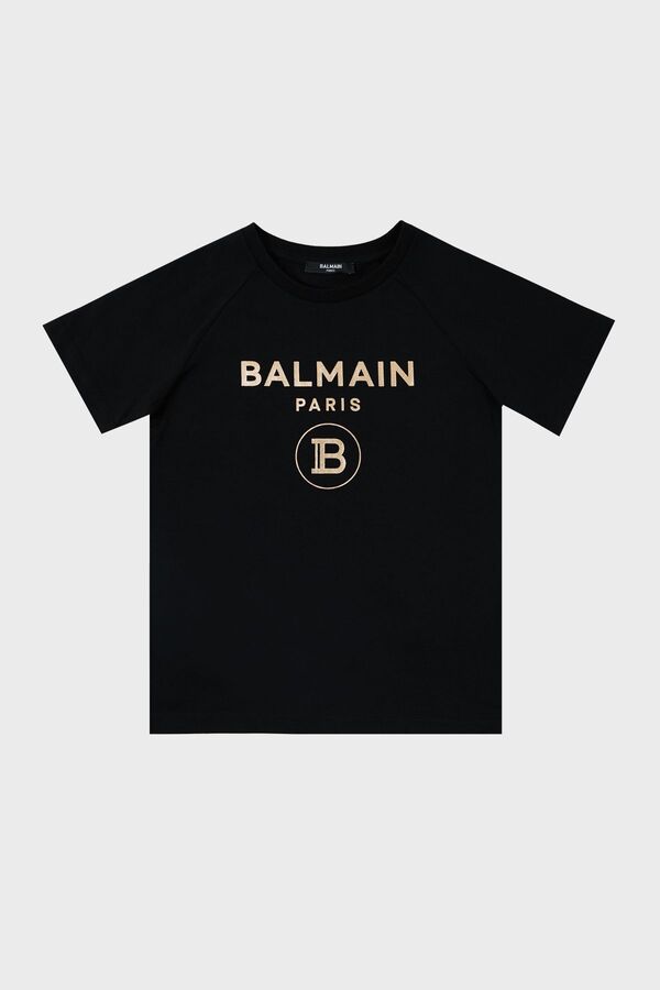 BALMAIN-Crew Neck Cotton Kids T-Shirt - T SHIRT 6O8101 OX390 930OR 1