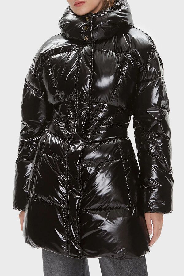 PİNKO Pinko Regular Fit Hooded Shiny Puffer Jacket