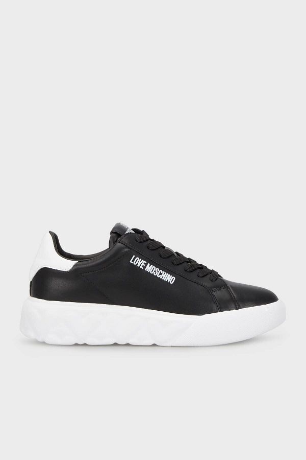 Moschino Logo Thick Sole Leather Sneaker Shoes JA15034G1IIA100A Trendyol