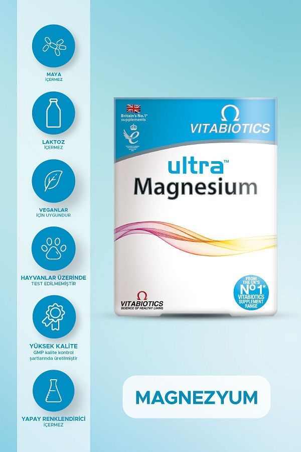 Vitabiotics-Ultra Magnesium 250 Mg - 60 Tablets Food Supplement Containing Elemental Magnesium 1