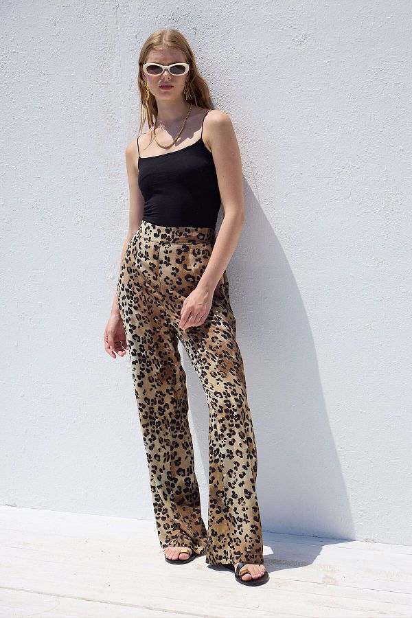 Manuka-Leopard Pattern Viscose Trousers 1