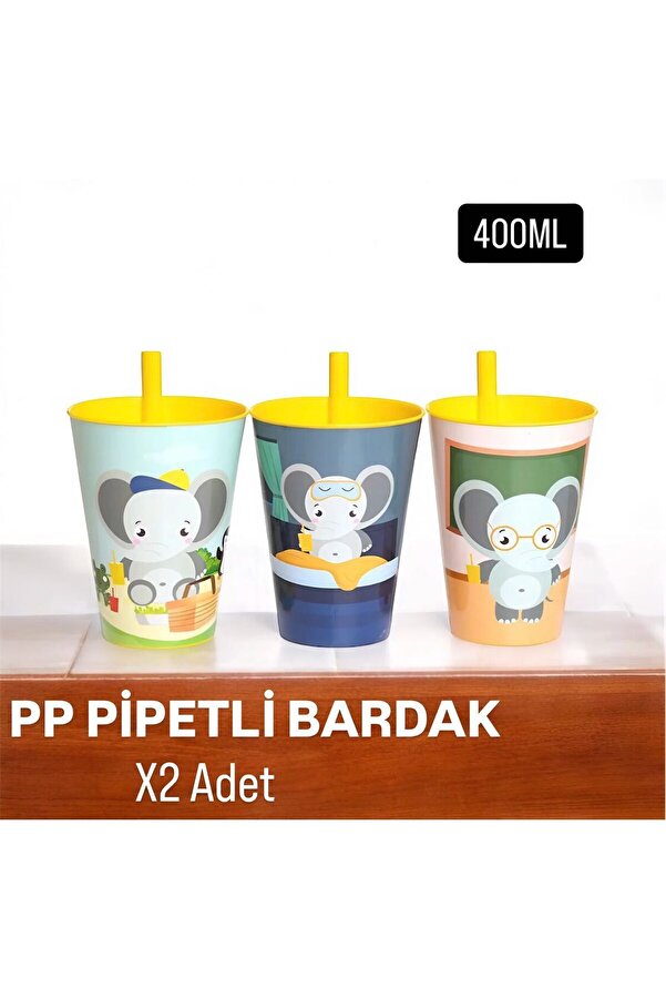 Metler PP Pipetli Bardak 400 ml / Bebek Bardak / Çocuk Bardak 2 Adet