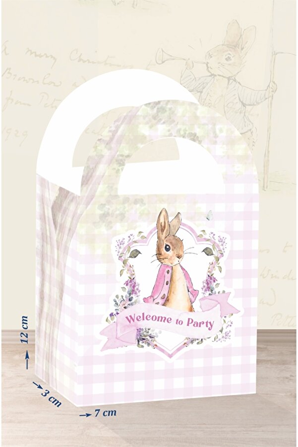 neşeli günlerim Pink Rabbit Pembe Tavşan Teması Mini Çanta 12x7 cm 8'li Paket