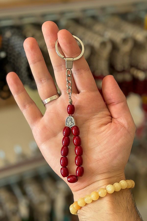 TESB HKENT Burgundy Color Barrel Model Rosary Keychain Trendyol