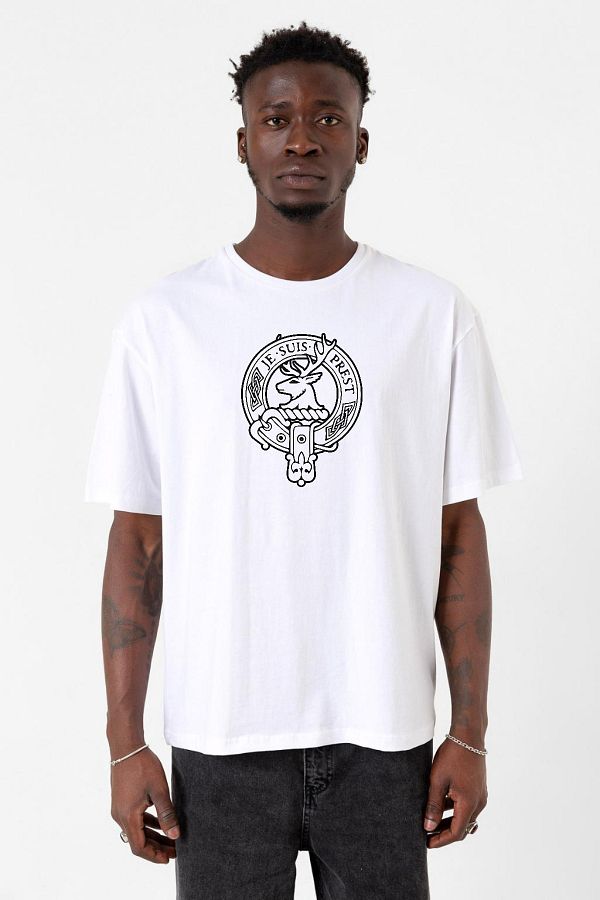 Tshirthane Outlander Je Suis Prest White Men s Oversize T shirt Trendyol