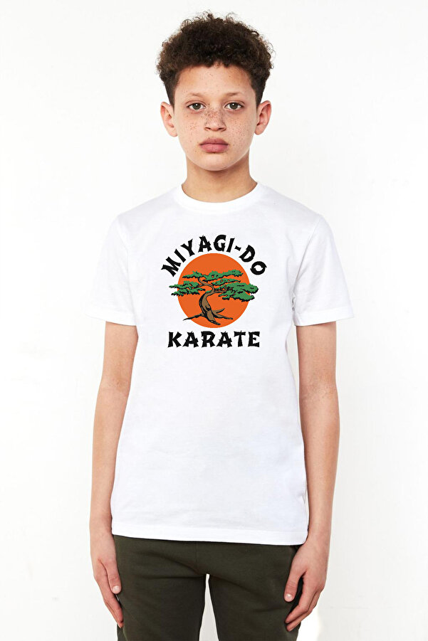 Tshirthane Cobra Kai Miyagi Do Karate White Kids Bike Collar T
