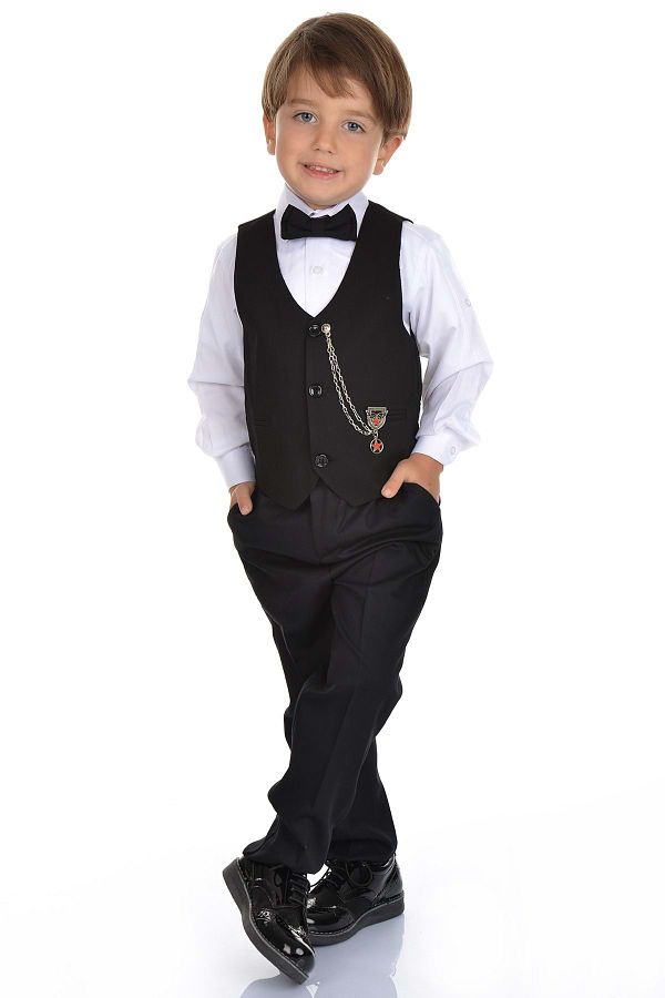 Mnk-Costum smoking pentru băiat cu vestă 0273 Negru 1