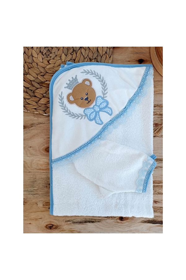 xpetrana 0 1 Year Old Bear Embroidered Hand Bagged 2 Piece Baby Boy Towel Set Trendyol