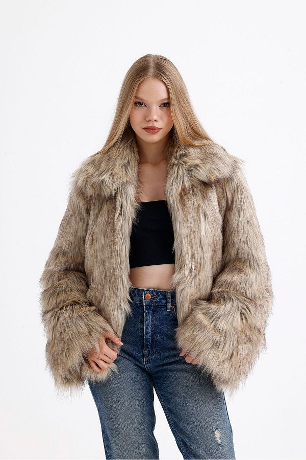 【PARTIMENTO】★ WIDE COLLAR FLUFFY FUR COAT ★ 4 COLOR MUSINSA | PARTIMENTO WOMEN Wide collar fluffy fur coat_brown