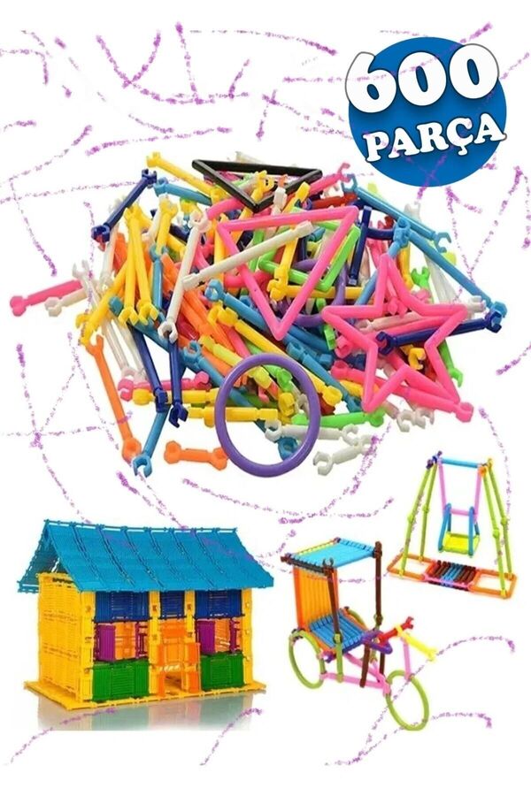 Hyd 600parça Eğitici Oyuncak Bloklar Yapboz Puzzle Gelişim Oyuncağı Karne Hediyesi Geometrik Çubuklar