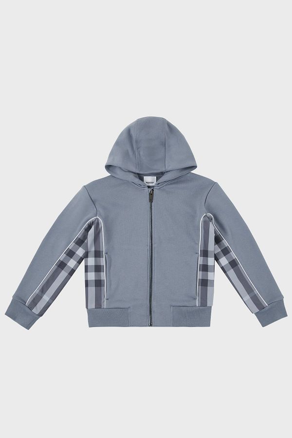 Burberry Hooded Cotton Kids Sweat Zipper Detailed SHALE BLUE8047429 Trendyol