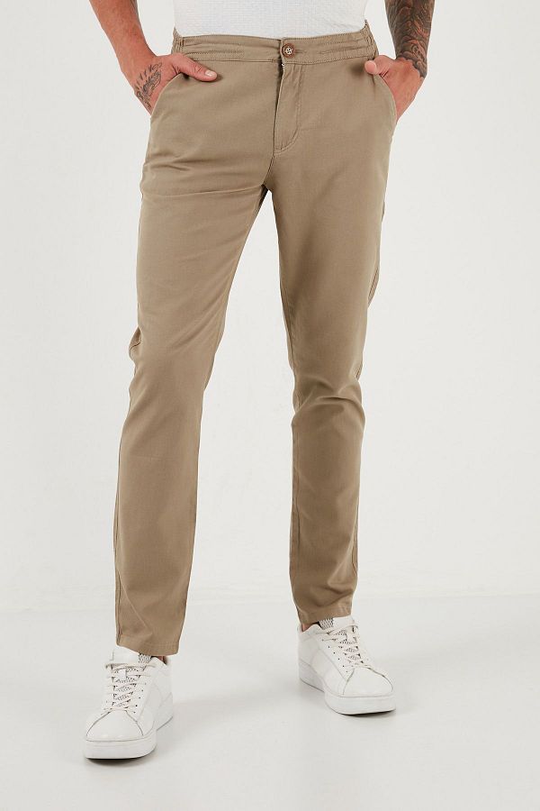 U.S. Polo Assn. U.S. Polo Men s Slim Fit Trousers Cotton and Linen Blend G081SZ0781827562 Trendyol