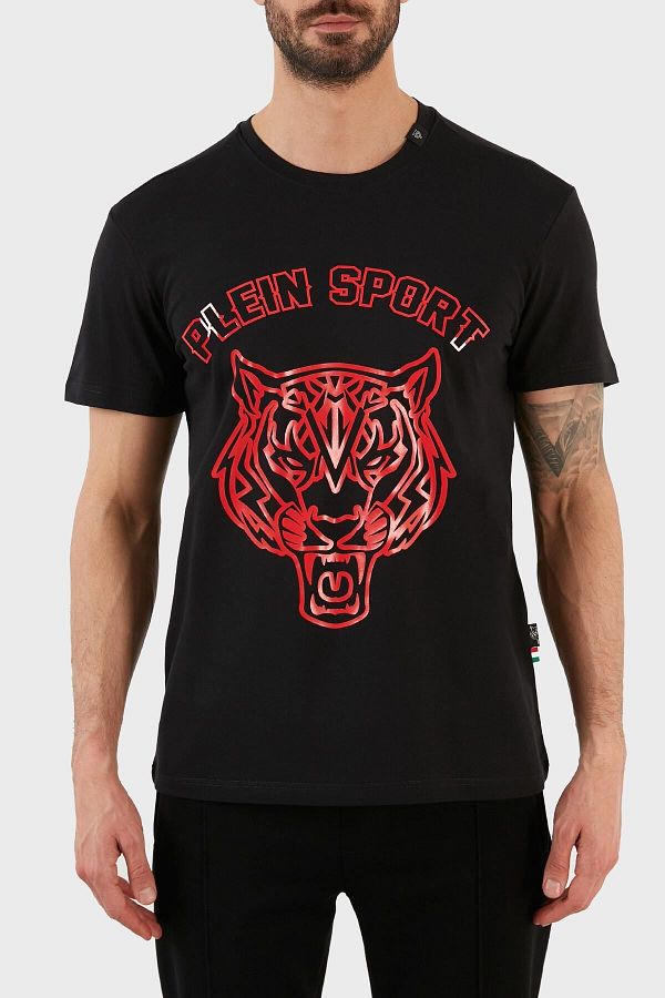 Plein Sport-Logo Crew Neck Cotton T Shirt Men's T Shirt Tips113ıt99 1