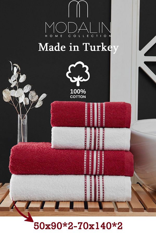 MODALİN-4dílná sada osušek Elvin Claret Red - 70 X 140 1