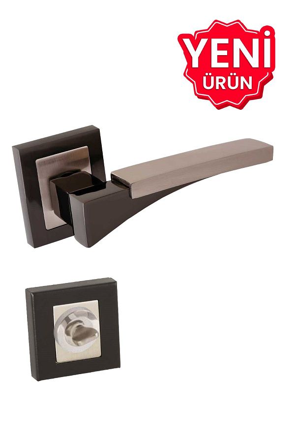 Sofuoğlu-Πολυτελές Coral Matte Black Satin Square Rosette Zamak Wc Λαβή πόρτας / Για πόρτες Wc 1