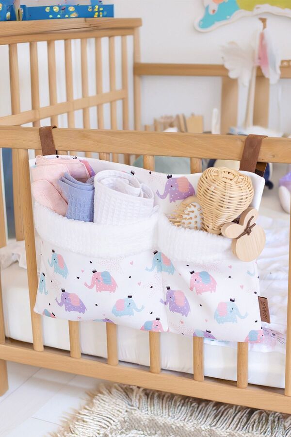 HAMUR Pratik Askılı Organizer Bebek Arabası Beşik Kenar Fluffy Organizer Elephant