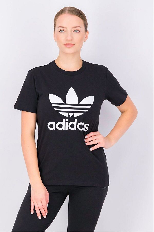 adidas Women Sportswear Fit Short Sleeve Training Top Black and White Trendyol