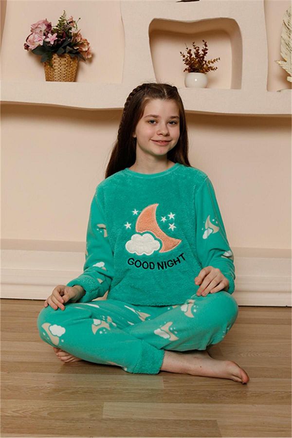 Akbeniz-Set de pijamale pentru fete WelSoft Polar Green - 20526 1