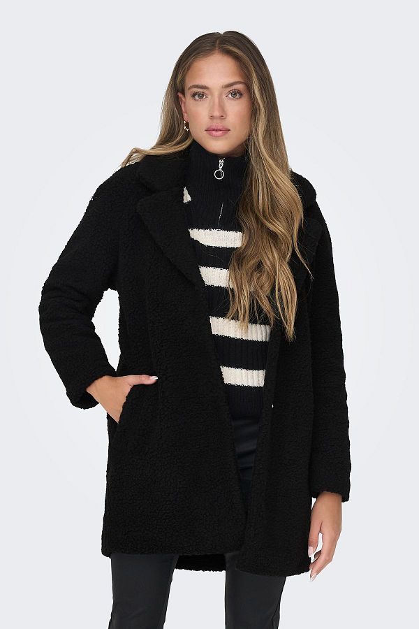 Only Soft Textured Oversize Fit Teddy Plush Coat 15304788 Trendyol