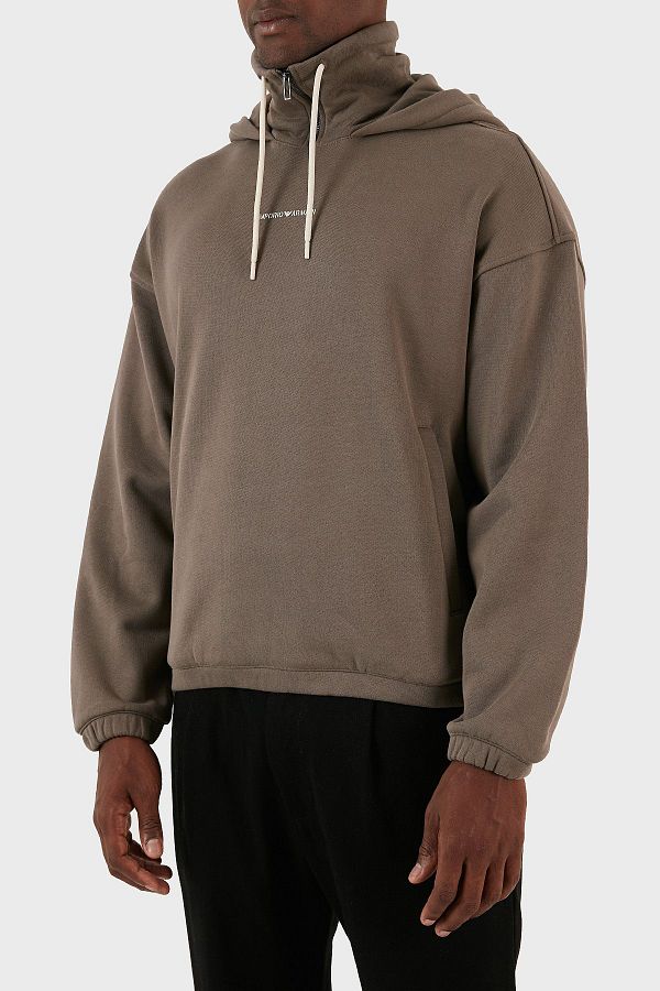 Emporio Armani Cotton Hooded Half Zipper Oversize Fit Sweat Men s SWEAT 6R1ME6 1JWPZ 044 Trendyol
