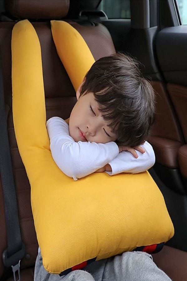 Bundeba-Pillow Yellow Kids Safety Belt Pillow Organizer Auto Seat Belt Holder Organizer Pillow Yellow 1
