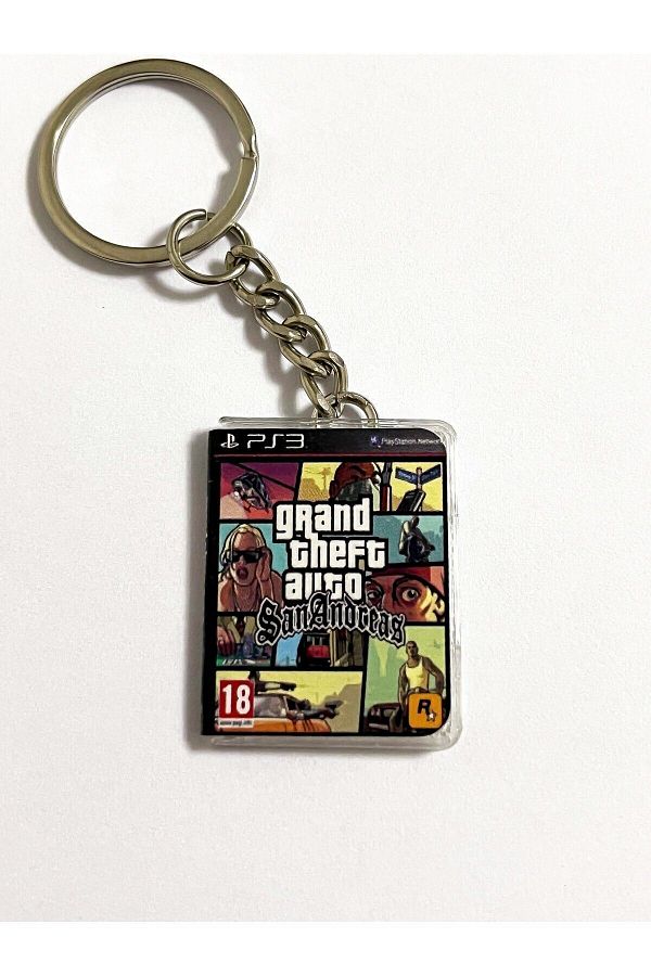 Cosmic Star-Gta San Andreas Retro Miniature Ps3 Game Box Keychain 1