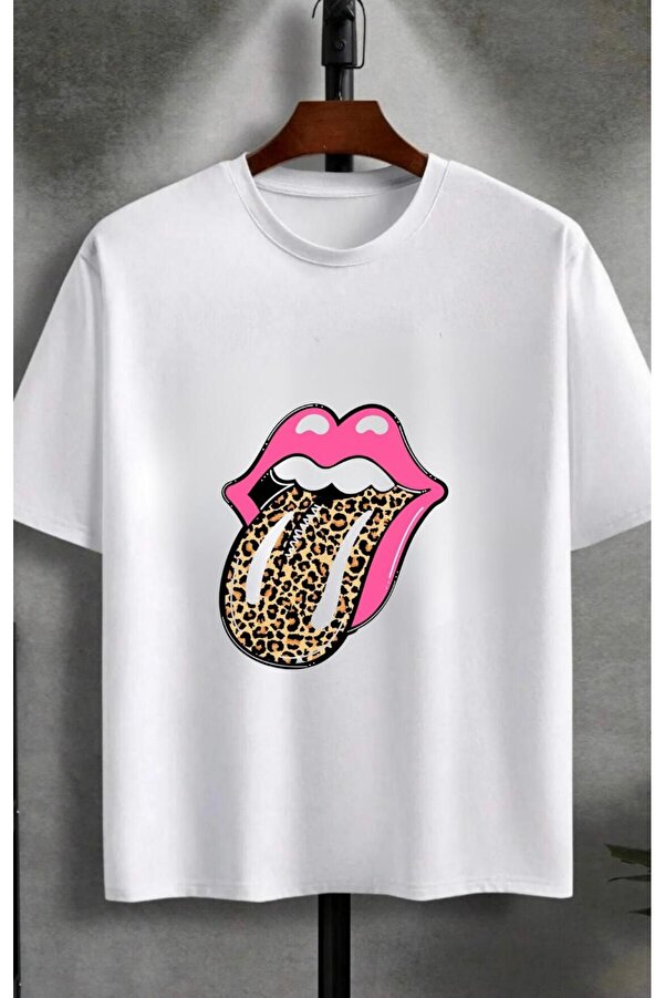 JoneBase Unisex the Rolling Stones Leopard Patterned Oversize