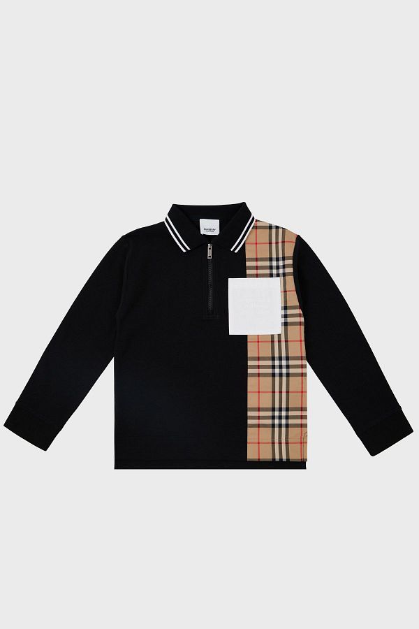 Burberry Kids Polo Neck Cotton Sweat 8048255 BLACK Trendyol