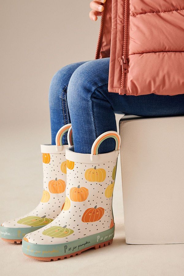 Next Baby Waterproof Cream Rain Boots Pumpkin Patterned Boots Trendyol