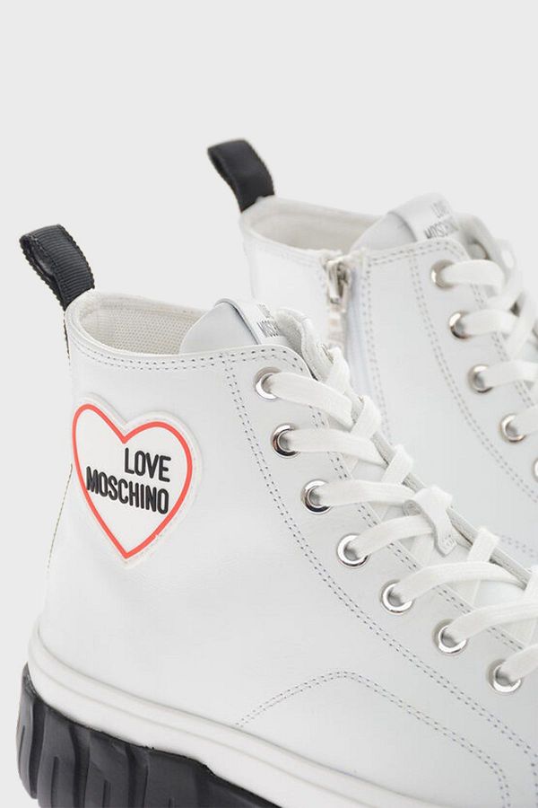 Moschino Logo Leather High Top Sneaker Shoes JA15595G1GIA0100 Trendyol