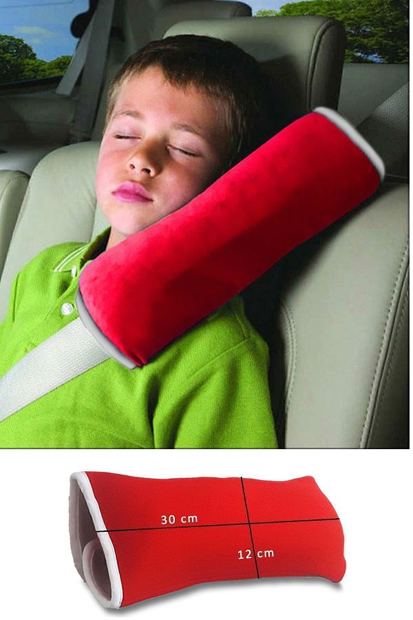 Bundeba-Seat Belt Sleeping Pad Vehicle Auto Pillow Auto Safety Belt Pillow Child Vehicle Pillow Red 1