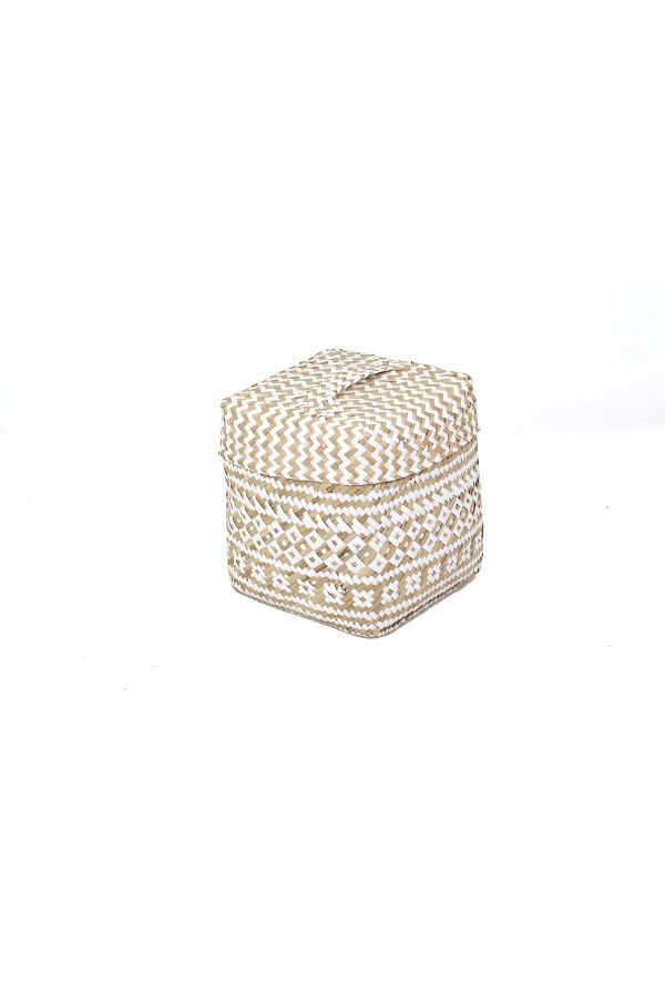 KANCAEV-White Small Square Basket - Soft Body and Lid 1