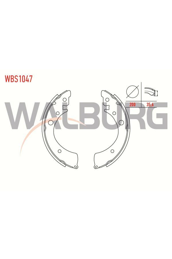 WALBURG-Honda Accord Ii 1995-2001 - Brake, Pabuc and Pad Rear, Civic Vı 1.4I, 200X35.6 mm 1