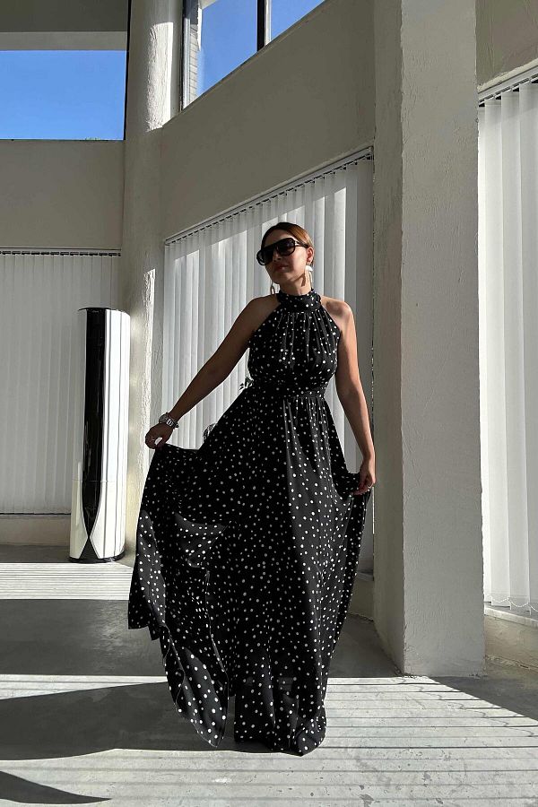 ELVAN TOLON Polka Dot Halter Neck Dress Design Trendyol