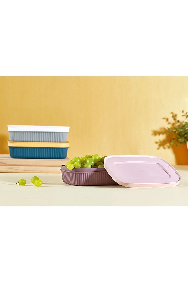Rembox-3 Colors Breakfast Refrigerator Container with Lid Decorative Storage Container 600ml 1